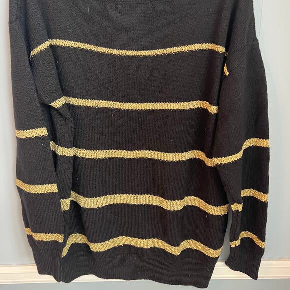 Treasure & Bond Metallic Gold Striped Sweater in Black - Gold Size Medium NEW - Picture 11 of 13